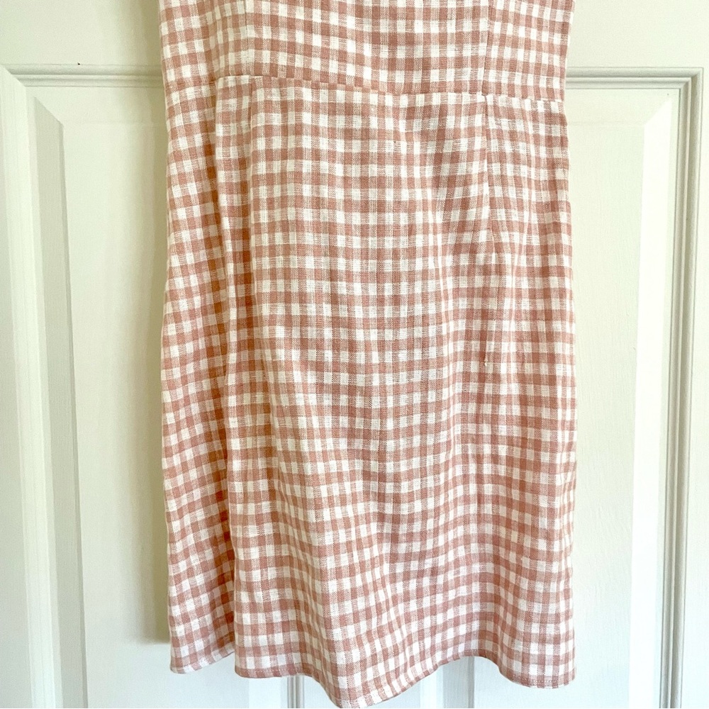 Reformation Brie Linen Check Mini Dress - Picture 5 of 10
